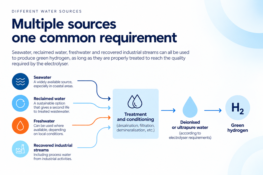 Different water sources for green hydrogen